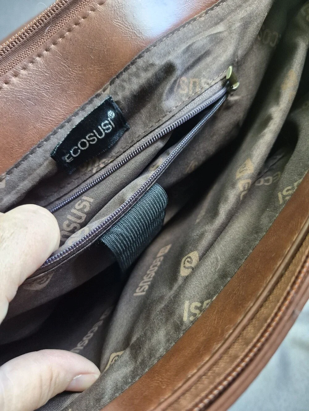 Ecosusi Briefcase Brown Laptop Messenger Bag With Bow Vegan Leather